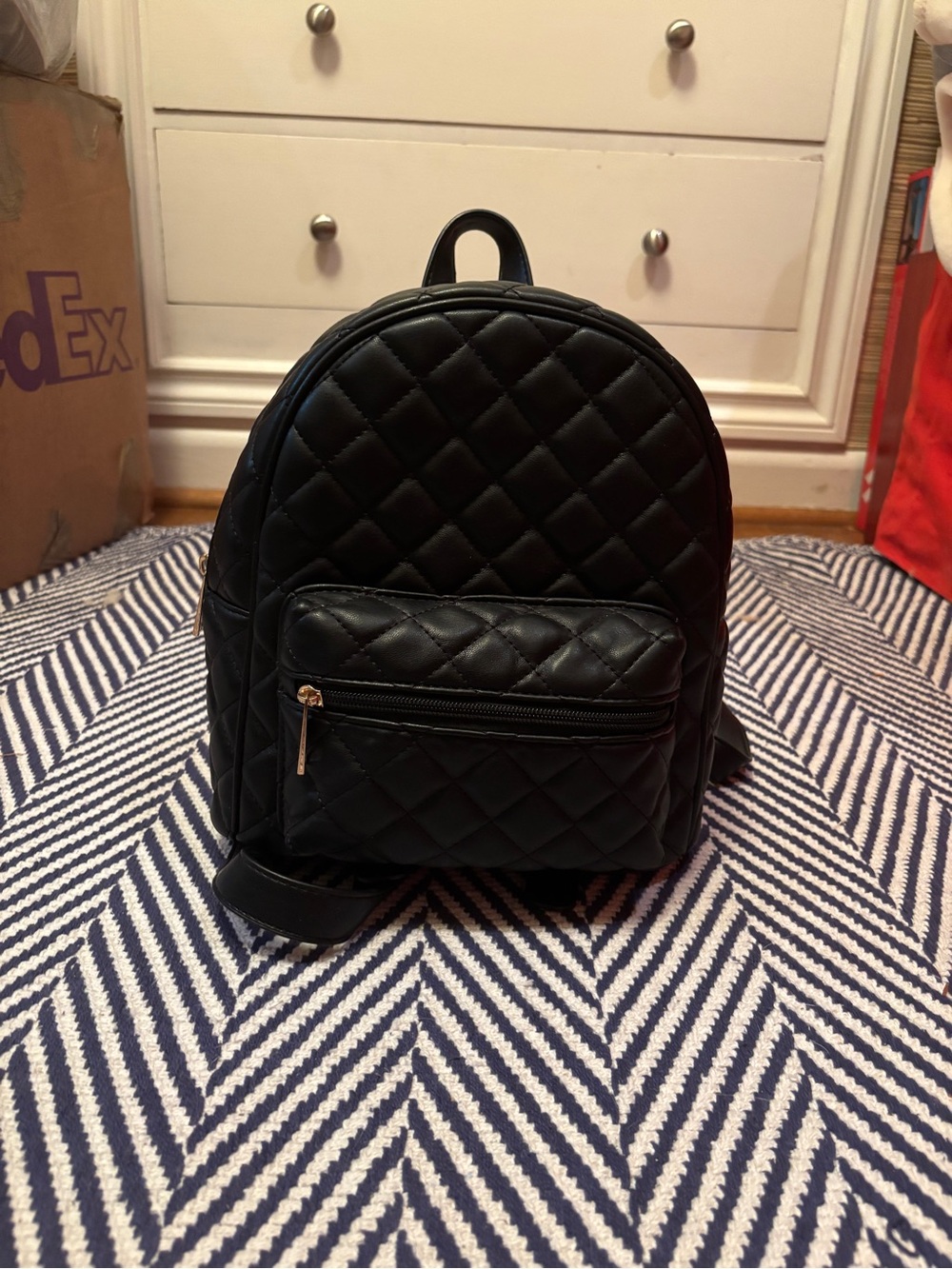 Quilted Black Women's Mini Backpack - Stylish Everyday Bag
